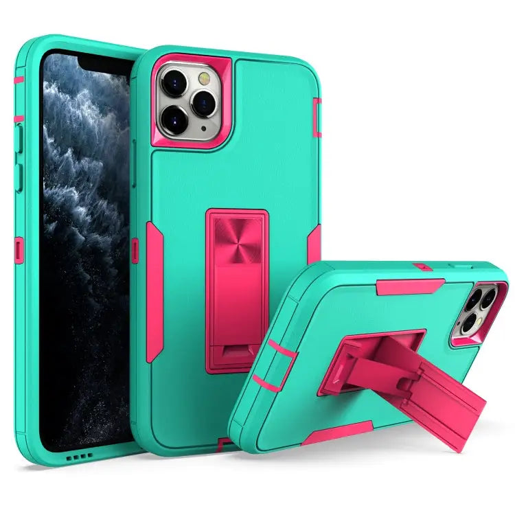 Magnetic Holder Phone Case For iPhone 11 Pro Max For iPhone 12 mini - For iPhone 11 Pro Max / Green + Rose Red - Apple