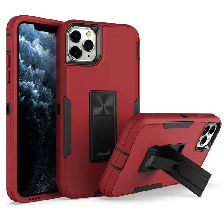 Magnetic Holder Phone Case For iPhone 11 For iPhone 11 Pro - For iPhone 11 Pro / Red + Black - Apple Accessories