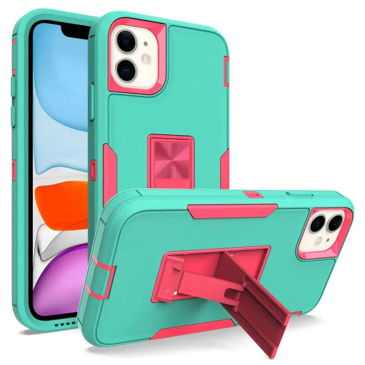 Magnetic Holder Phone Case For iPhone 12 For iPhone 12 Pro - For iPhone 12 / Green + Rose Red - Apple Accessories