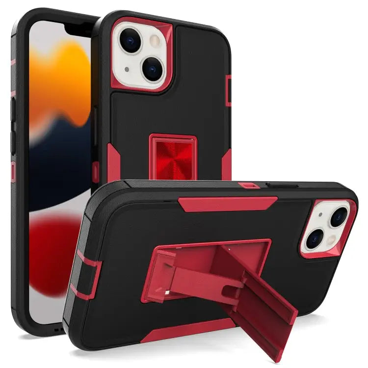 Magnetic Holder Phone Case For iPhone 12 Pro Max For iPhone 13 mini - For iPhone 13 mini / Black + Wine Red - Apple