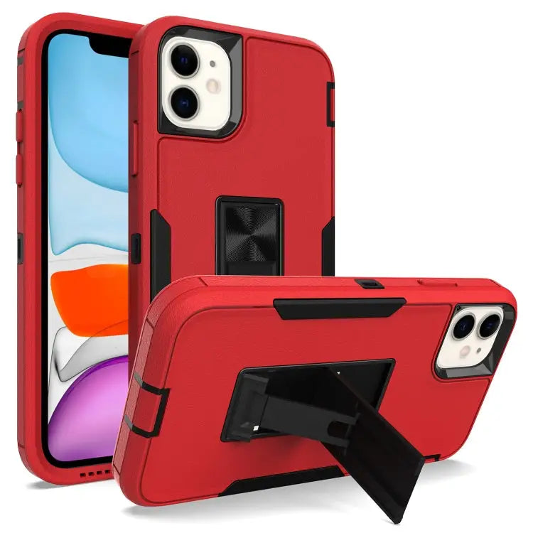 Magnetic Holder Phone Case For iPhone 12 For iPhone 12 Pro - For iPhone 12 / Red + Black - Apple Accessories