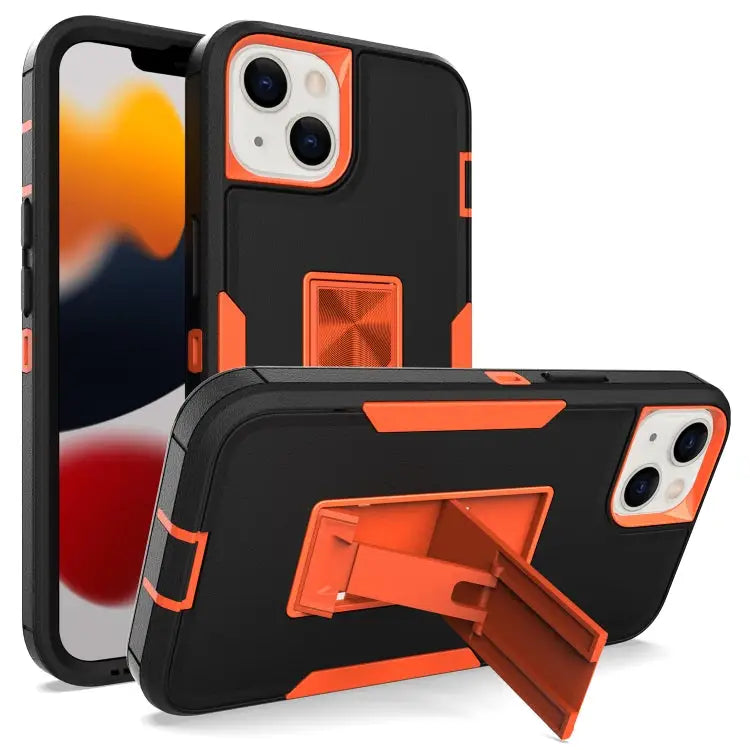 Magnetic Holder Phone Case For iPhone 13 For iPhone 13 Pro - For iPhone 13 / Black + Orange - Apple Accessories