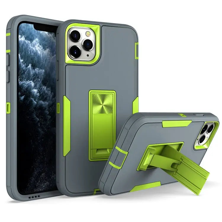 Magnetic Holder Phone Case For iPhone 13 For iPhone 13 Pro - For iPhone 13 Pro / Dark Grey + Green - Apple Accessories