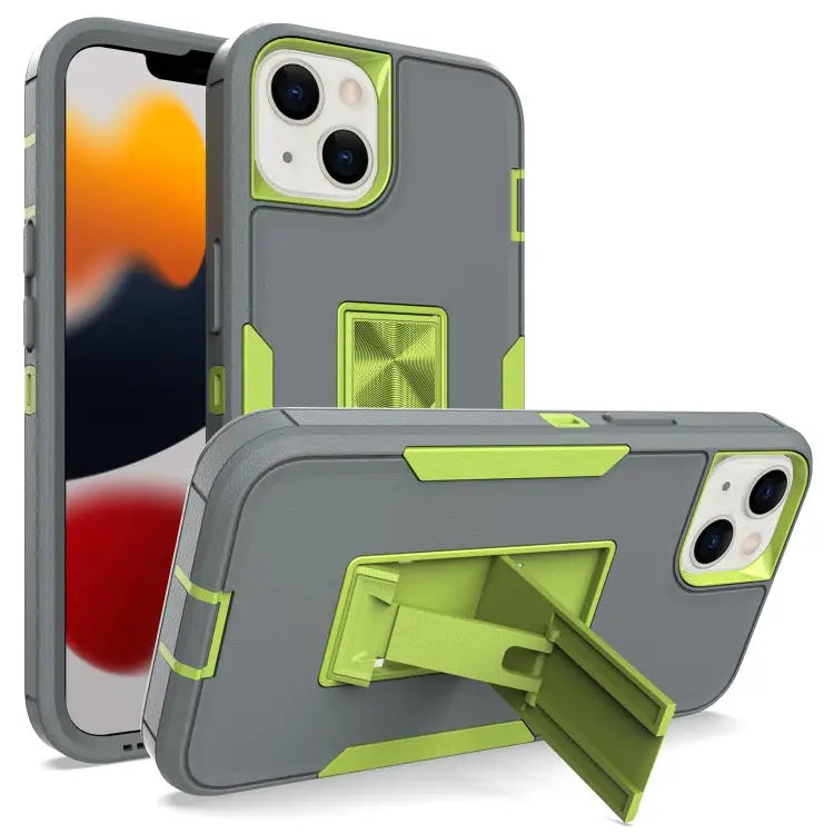 Magnetic Holder Phone Case For iPhone 13 For iPhone 13 Pro - For iPhone 13 / Dark Grey + Green - Apple Accessories