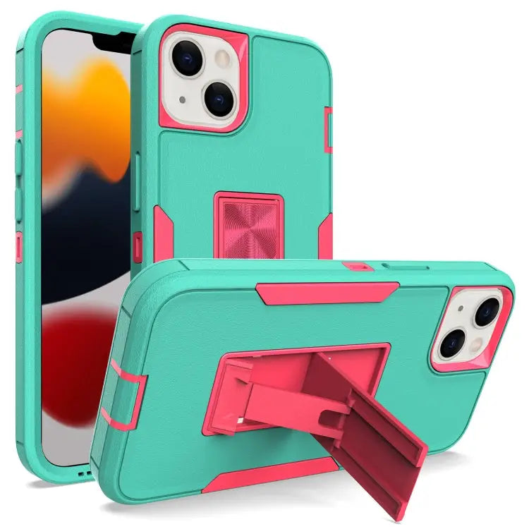 Magnetic Holder Phone Case For iPhone 13 For iPhone 13 Pro - For iPhone 13 / Green + Rose Red - Apple Accessories