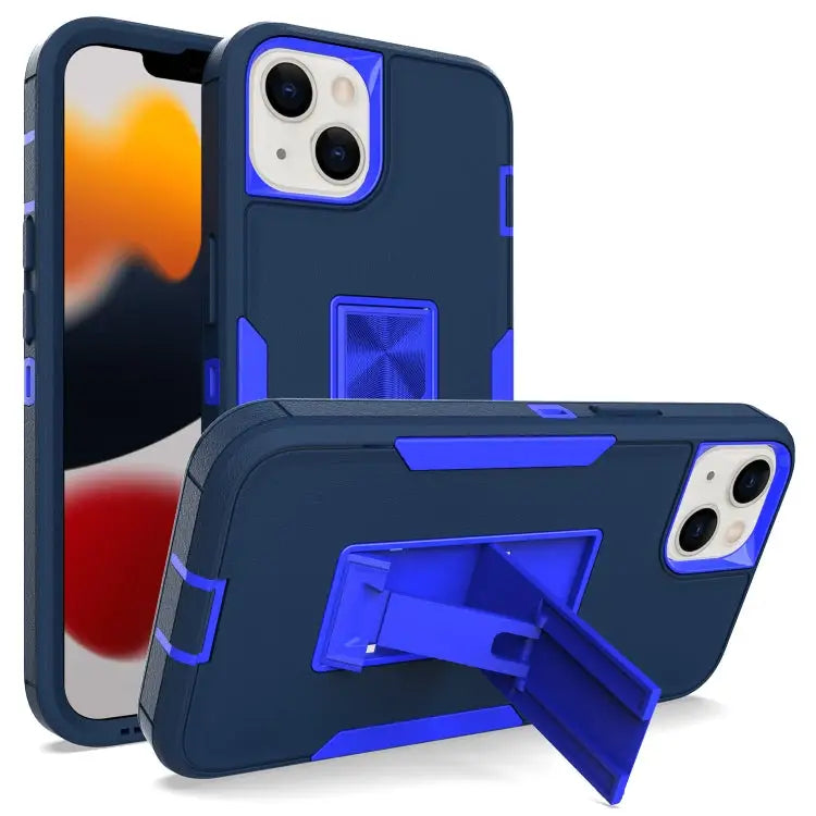 Magnetic Holder Phone Case For iPhone 13 For iPhone 13 Pro - For iPhone 13 / Sapphire Blue + Dark Blue - Apple