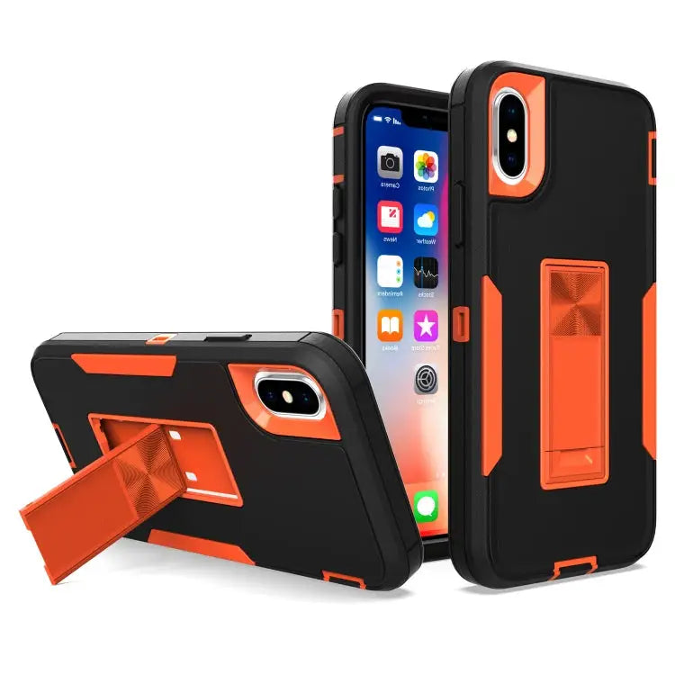Magnetic Holder Phone Case For iPhone XR For iPhone XS Max - For iPhone XS Max / Black + Orange - Apple Accessories
