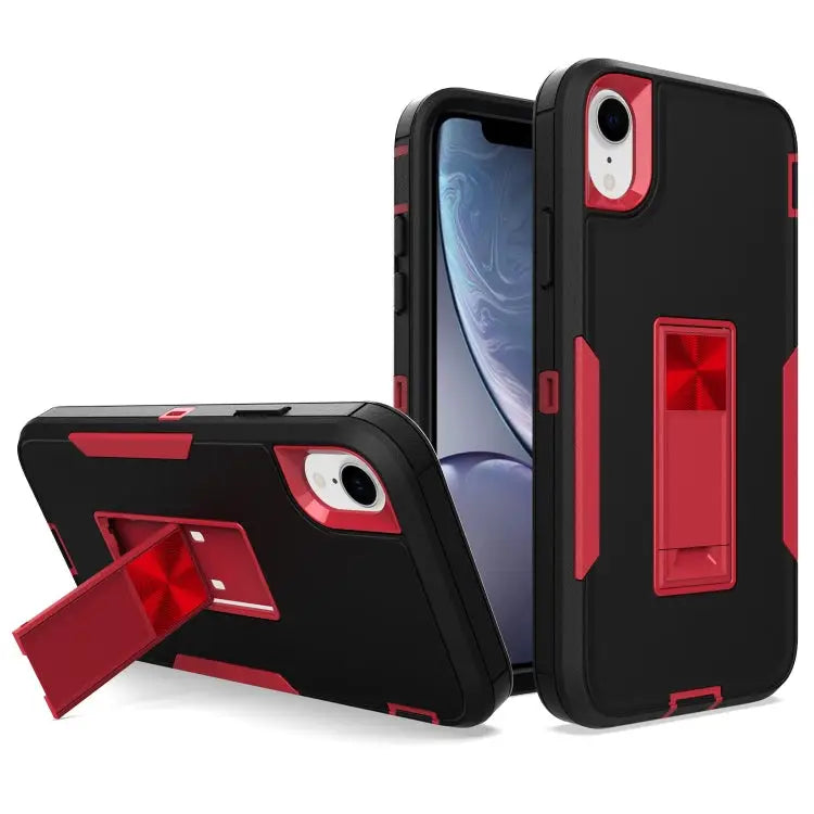 Magnetic Holder Phone Case For iPhone XR For iPhone XS Max - For iPhone XR / Black + Wine Red - Apple Accessories