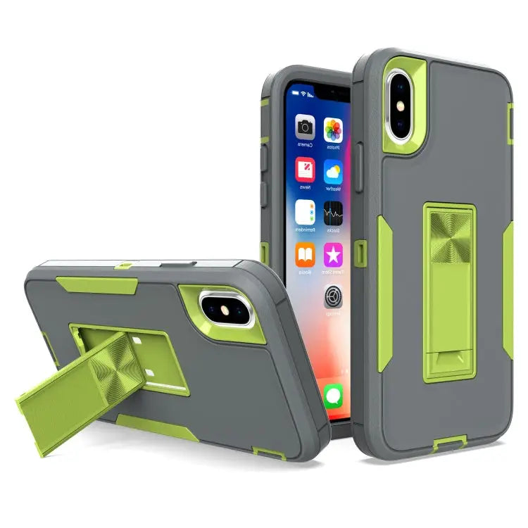 Magnetic Holder Phone Case For iPhone XR For iPhone XS Max - For iPhone XS Max / Dark Grey + Green - Apple Accessories
