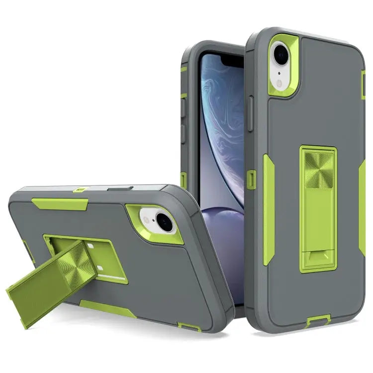 Magnetic Holder Phone Case For iPhone XR For iPhone XS Max - For iPhone XR / Dark Grey + Green - Apple Accessories