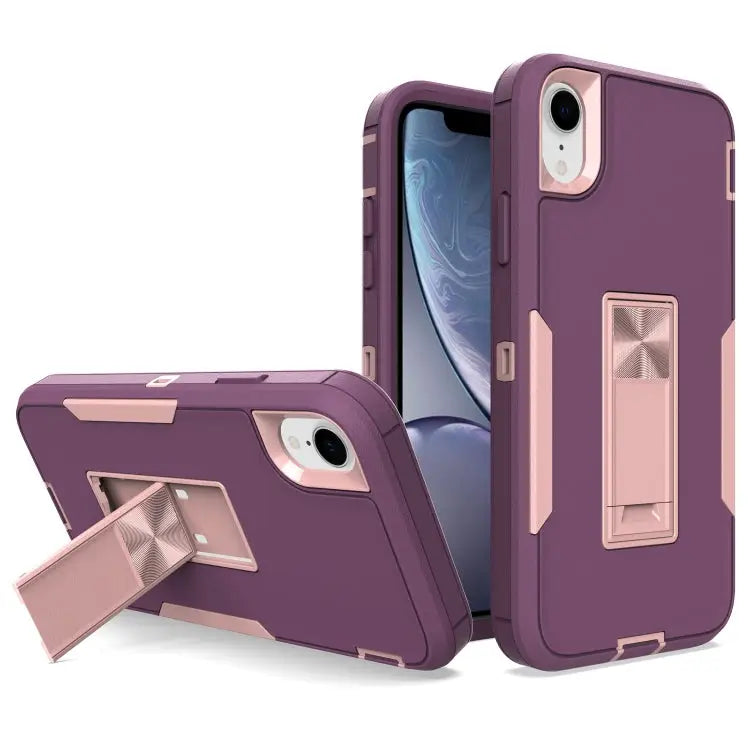 Magnetic Holder Phone Case For iPhone XR For iPhone XS Max - For iPhone XR / Purple Red + Rose Gold - Apple Accessories