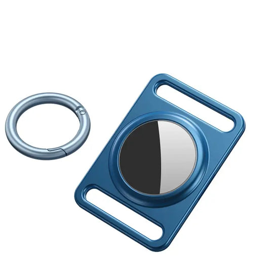 Magnetic Metal Protective Cover Case with Switchable Keychain Ring For AirTag - Blue - Apple Accessories