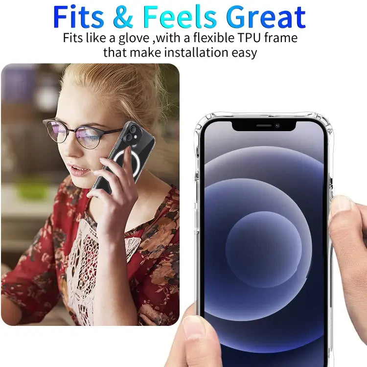 Magnetic Ring Clear Crystal Acrylic +TPU Four-corner Airbag Shockproof Case For iPhone 12 Pro Max For iPhone 12 / 12