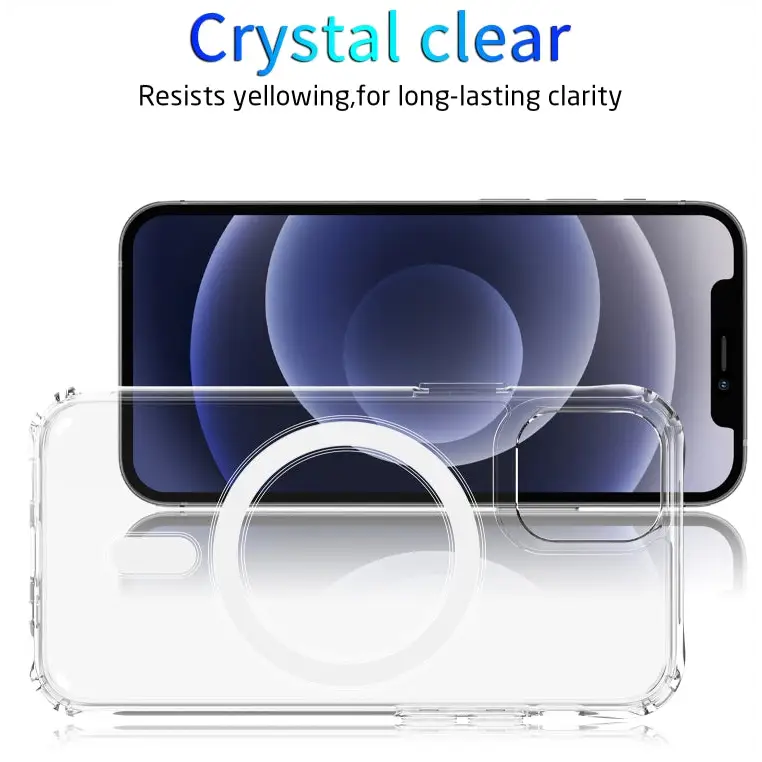 Magnetic Ring Clear Crystal Acrylic +TPU Four-corner Airbag Shockproof Case For iPhone 12 Pro Max For iPhone 12 / 12