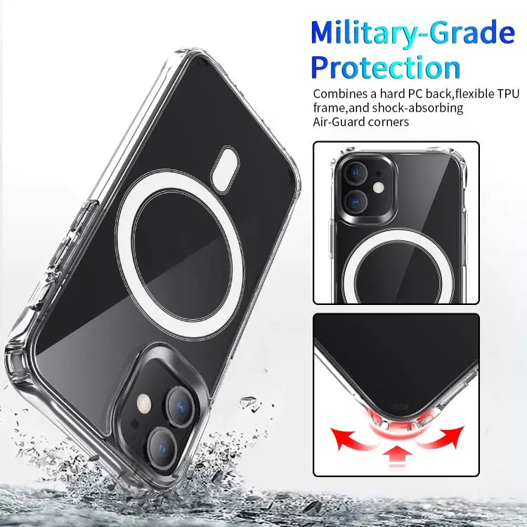 Magnetic Ring Clear Crystal Acrylic +TPU Four-corner Airbag Shockproof Case For iPhone 12 Pro Max For iPhone 12 / 12