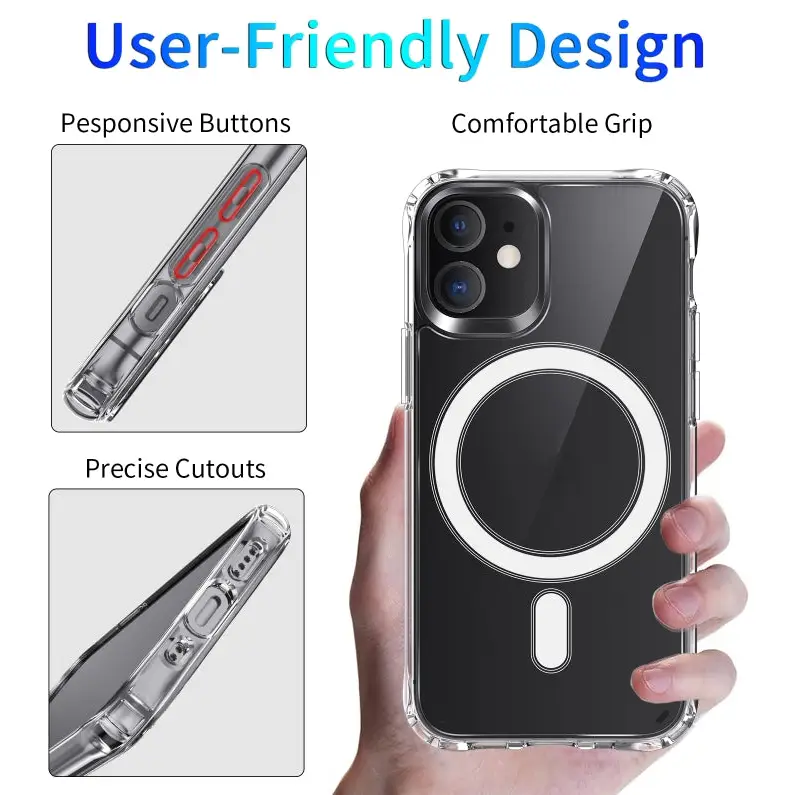 Magnetic Ring Clear Crystal Acrylic +TPU Four-corner Airbag Shockproof Case For iPhone 12 Pro Max For iPhone 12 / 12
