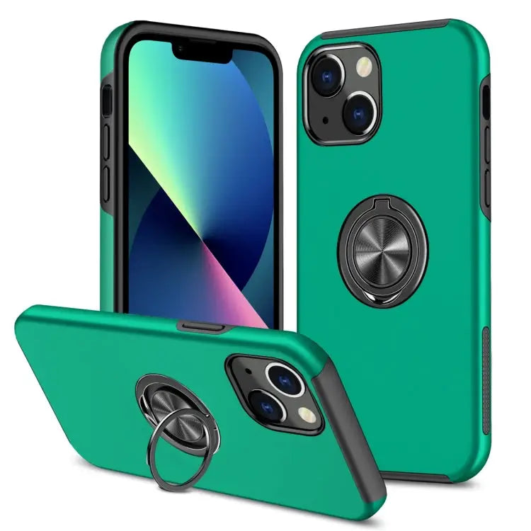Magnetic Ring Kickstand Shockproof Phone Case For iPhone 14 For iPhone 14 Plus For iPhone 14 Pro - For iPhone 14 / Dark