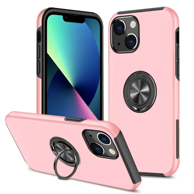 Magnetic Ring Kickstand Shockproof Phone Case For iPhone 14 For iPhone 14 Plus For iPhone 14 Pro - For iPhone 14 / Rose
