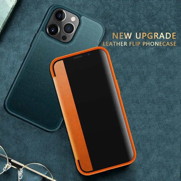 Magnetic Side Window View Shockproof Horizontal Flip Leather Case For iPhone 13 mini For iPhone 13 For iPhone 13 Pro