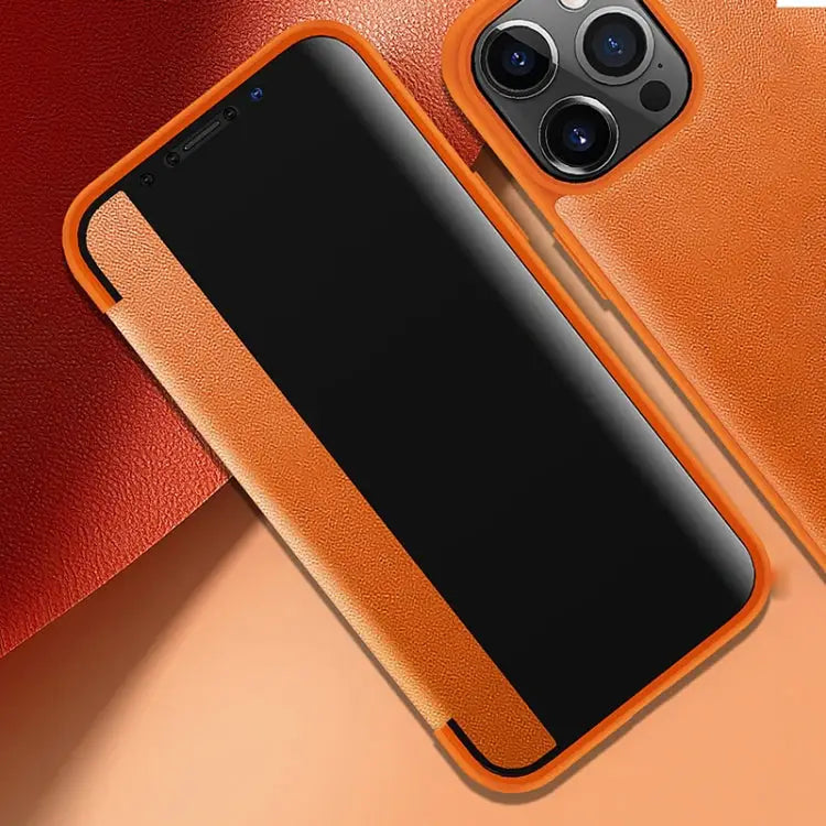Magnetic Side Window View Shockproof Horizontal Flip Leather Case For iPhone 13 mini For iPhone 13 For iPhone 13 Pro