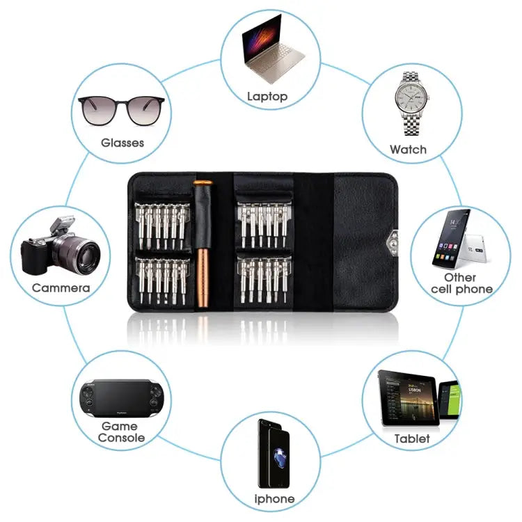 Magnetic suction 27 in 1 portable wallet type screw driver set mobile phone tablet maintenance tool - 27 in 1