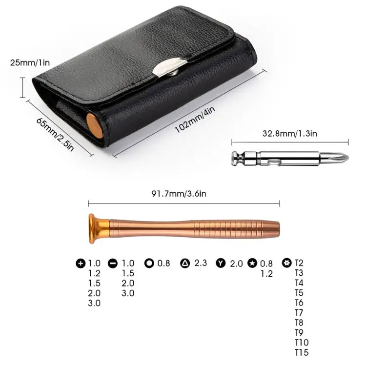 Magnetic suction 27 in 1 portable wallet type screw driver set mobile phone tablet maintenance tool - 27 in 1