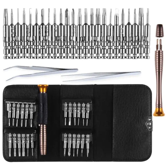 Magnetic suction 27 in 1 portable wallet type screw driver set mobile phone tablet maintenance tool - 27 in 1