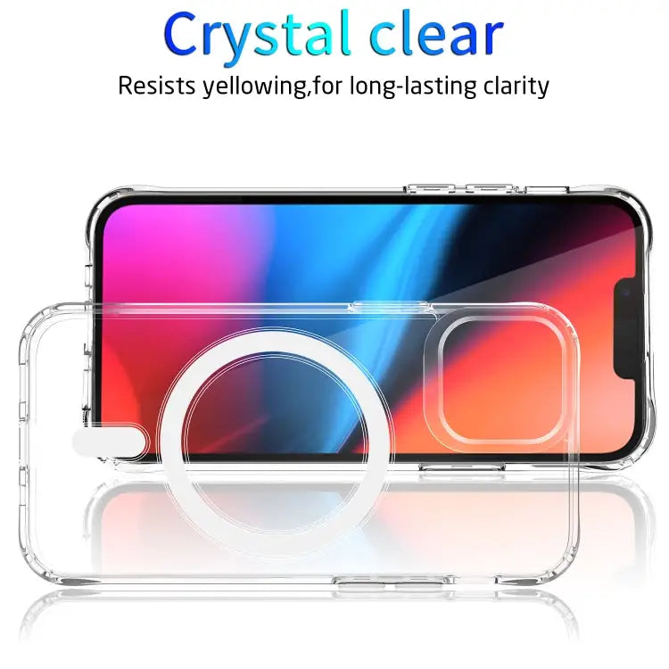 Magsafe Case Magnetic Ring Clear Crystal Acrylic +TPU Four-corner Airbag Shockproof Case For iPhone 13 mini For iPhone