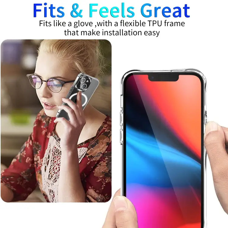 Magsafe Case Magnetic Ring Clear Crystal Acrylic +TPU Four-corner Airbag Shockproof Case For iPhone 13 mini For iPhone