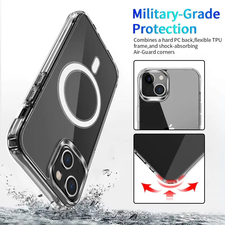 Magsafe Case Magnetic Ring Clear Crystal Acrylic +TPU Four-corner Airbag Shockproof Case For iPhone 13 mini For iPhone