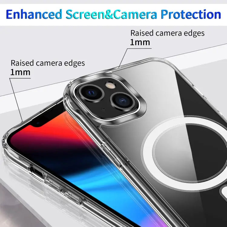 Magsafe Case Magnetic Ring Clear Crystal Acrylic +TPU Four-corner Airbag Shockproof Case For iPhone 13 mini For iPhone