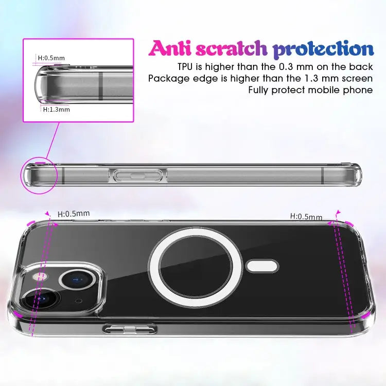 Magsafe Case Simple Magnetic Ring All-inclusive Clear Crystal Acrylic PC +TPU Shockproof Case For iPhone 13 mini