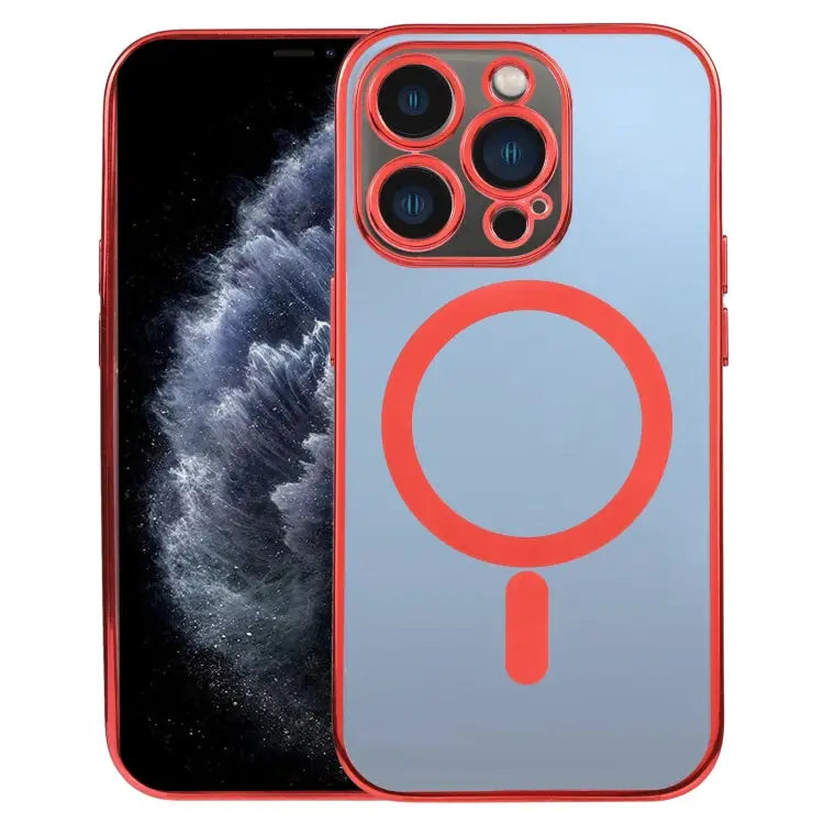 MagSafe Electroplating Straight TPU Phone Case For iPhone 11 For iPhone 11 Pro - For iPhone 11 Pro / Red - Apple