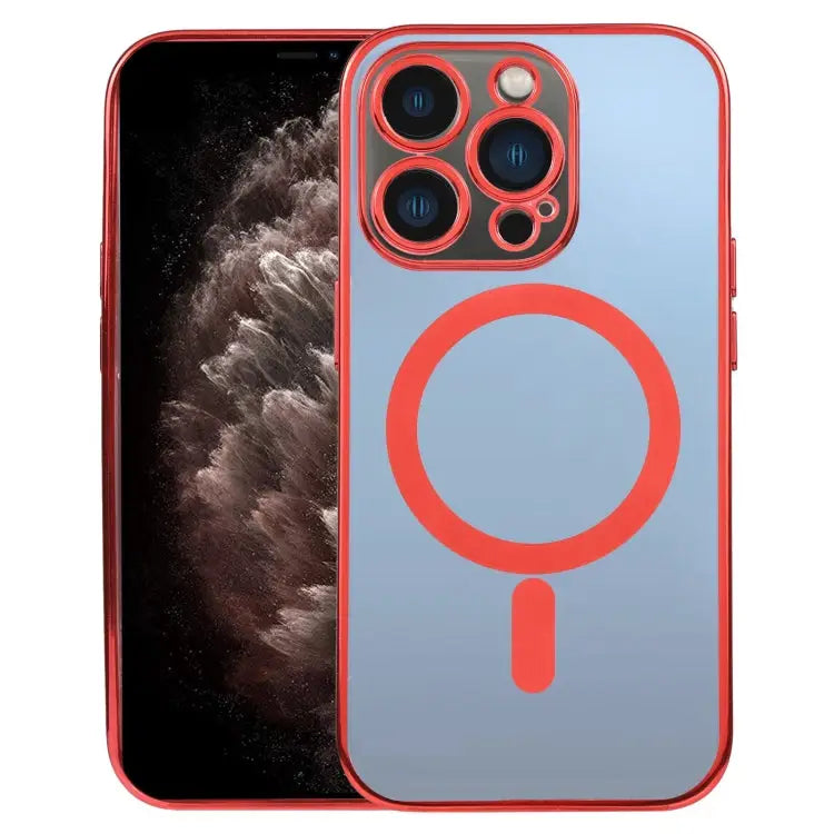 MagSafe Electroplating Straight TPU Phone Case For iPhone 11 Pro Max - For iPhone 11 Pro Max / Red - Apple Accessories