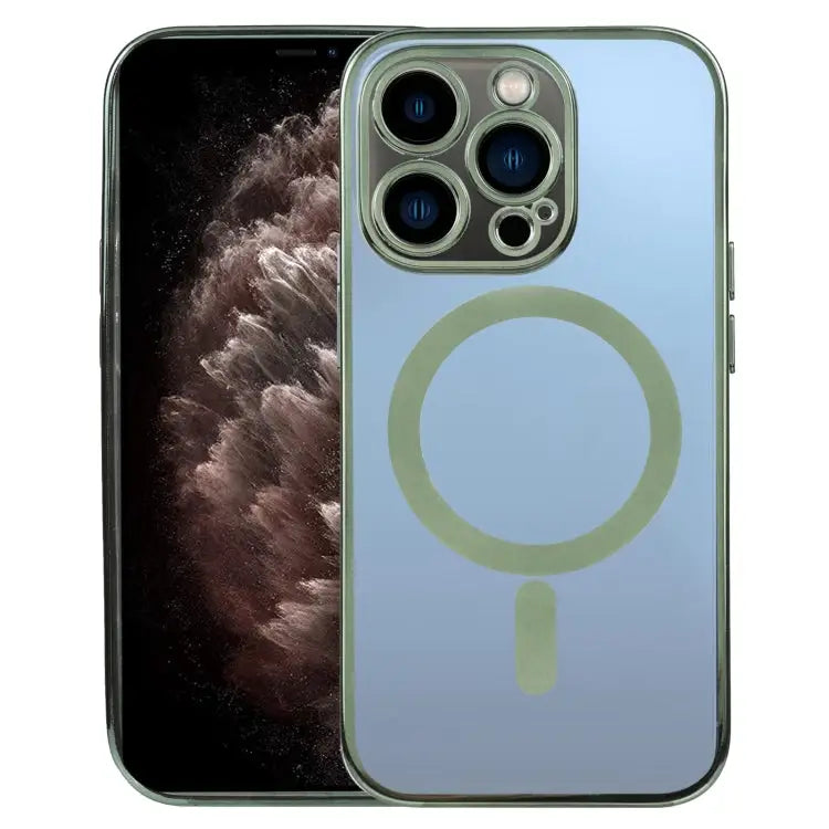 MagSafe Electroplating Straight TPU Phone Case For iPhone 11 Pro Max - For iPhone 11 Pro Max / Dark Green - Apple