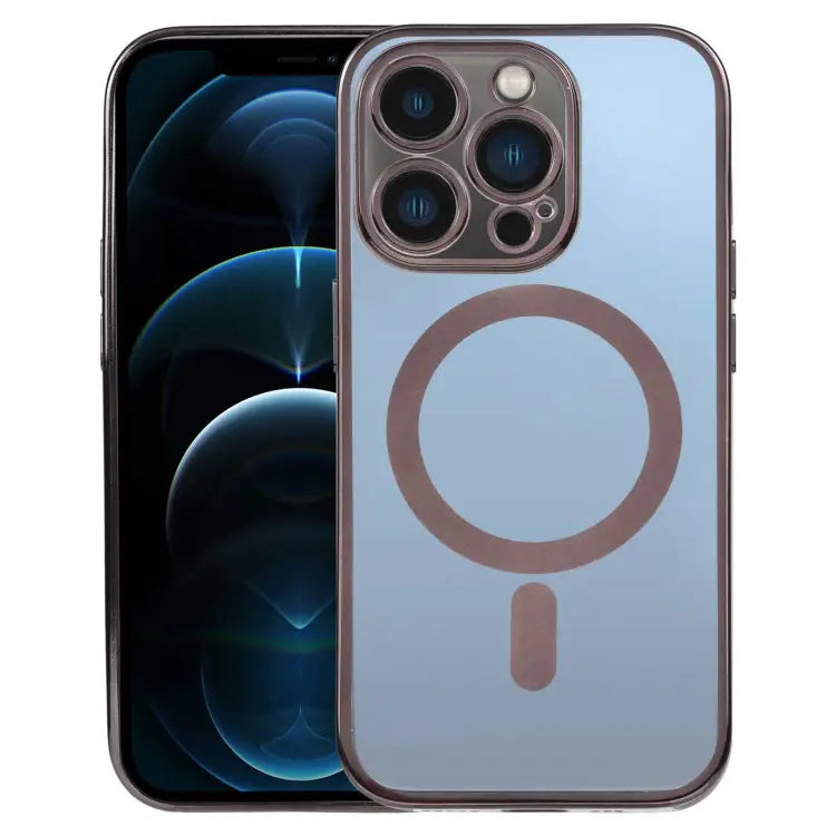 MagSafe Electroplating Straight TPU Phone Case For iPhone 12 Pro For iPhone 12 Pro Max - For iPhone 12 Pro Max / Black