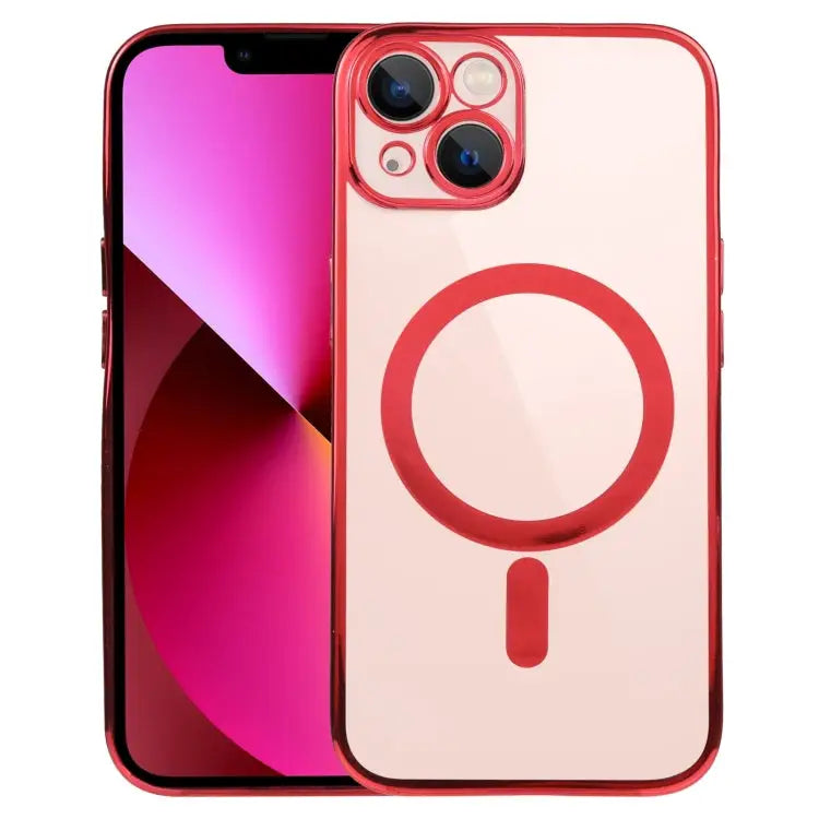 MagSafe Electroplating Straight TPU Phone Case For iPhone 13 For iPhone 13 Pro - For iPhone 13 / Red - Apple Accessories