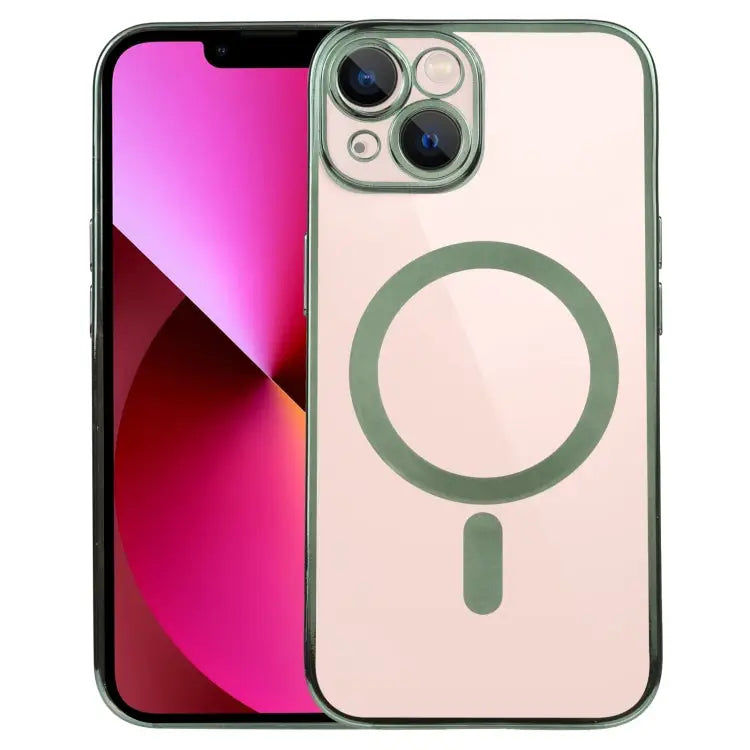 MagSafe Electroplating Straight TPU Phone Case For iPhone 13 For iPhone 13 Pro - For iPhone 13 / Dark Green - Apple