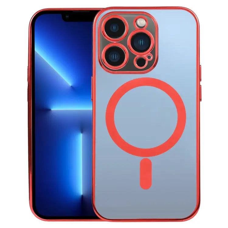 MagSafe Electroplating Straight TPU Phone Case For iPhone 13 For iPhone 13 Pro - For iPhone 13 Pro / Red - Apple