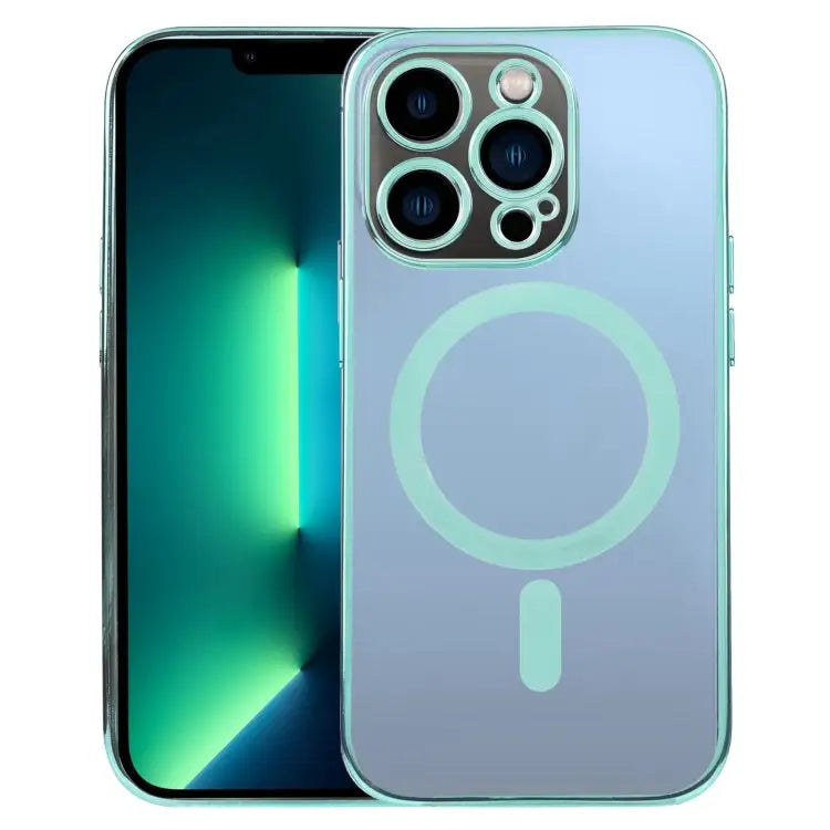 MagSafe Electroplating Straight TPU Phone Case For iPhone 13 Pro Max For iPhone 12 - For iPhone 13 Pro Max / Green