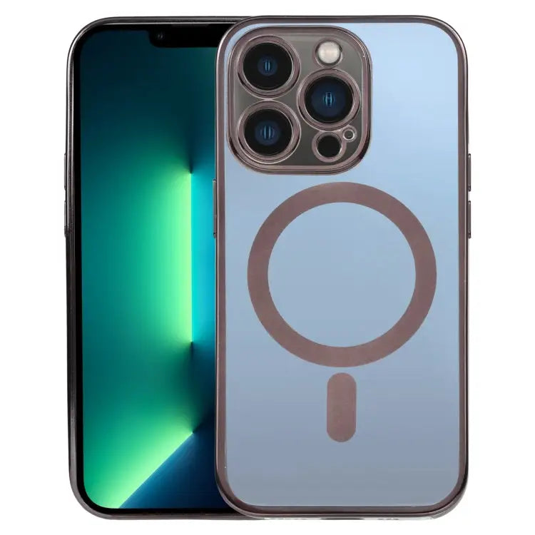 MagSafe Electroplating Straight TPU Phone Case For iPhone 13 Pro Max For iPhone 12 - For iPhone 13 Pro Max / Black