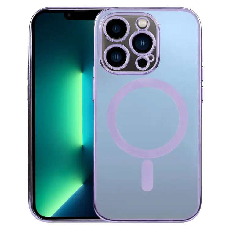 MagSafe Electroplating Straight TPU Phone Case For iPhone 13 Pro Max For iPhone 12 - For iPhone 13 Pro Max / Purple