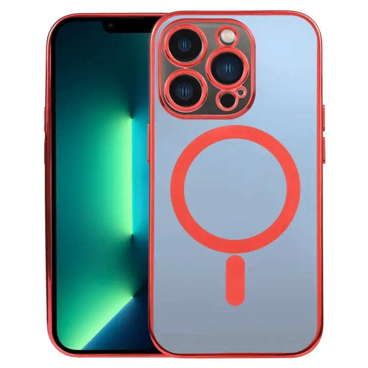 MagSafe Electroplating Straight TPU Phone Case For iPhone 13 Pro Max For iPhone 12 - For iPhone 13 Pro Max / Red