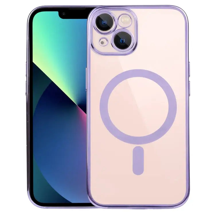 MagSafe Electroplating Straight TPU Phone Case For iPhone 14 For iPhone 14 Plus - For iPhone 14 Plus / Purple - Apple