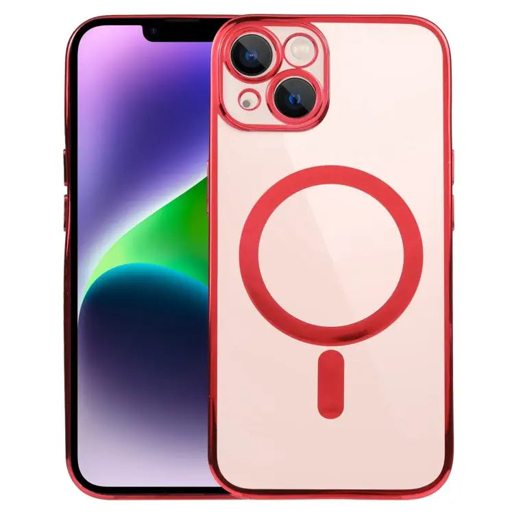 MagSafe Electroplating Straight TPU Phone Case For iPhone 14 For iPhone 14 Plus - For iPhone 14 / Red - Apple