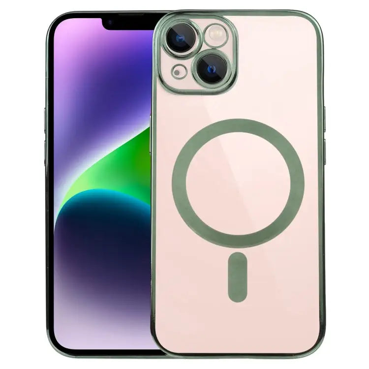MagSafe Electroplating Straight TPU Phone Case For iPhone 14 For iPhone 14 Plus - For iPhone 14 / Dark Green - Apple