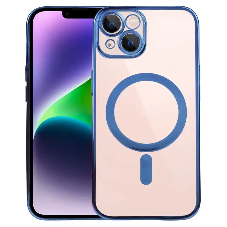 MagSafe Electroplating Straight TPU Phone Case For iPhone 14 For iPhone 14 Plus - For iPhone 14 / Dark Blue - Apple