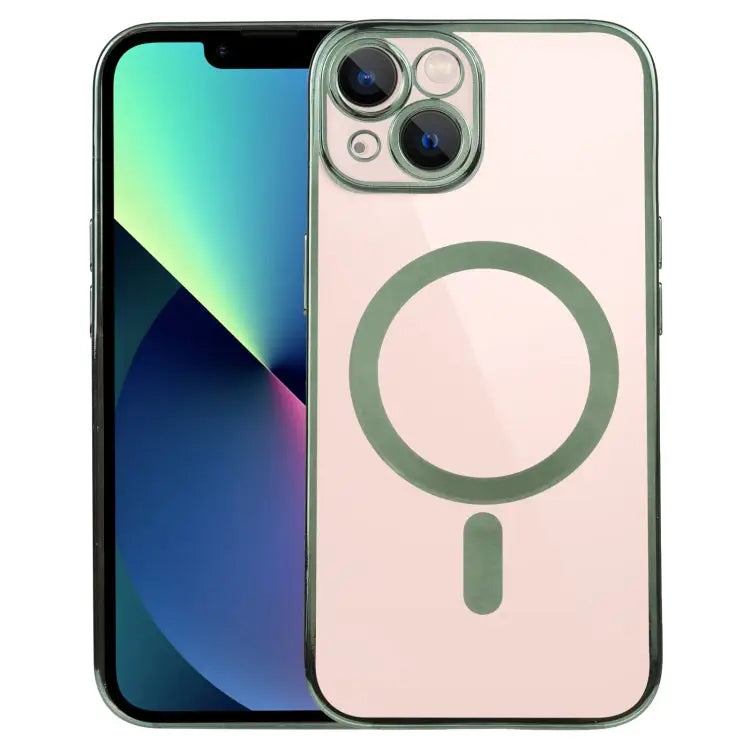 MagSafe Electroplating Straight TPU Phone Case For iPhone 14 For iPhone 14 Plus - For iPhone 14 Plus / Dark Green