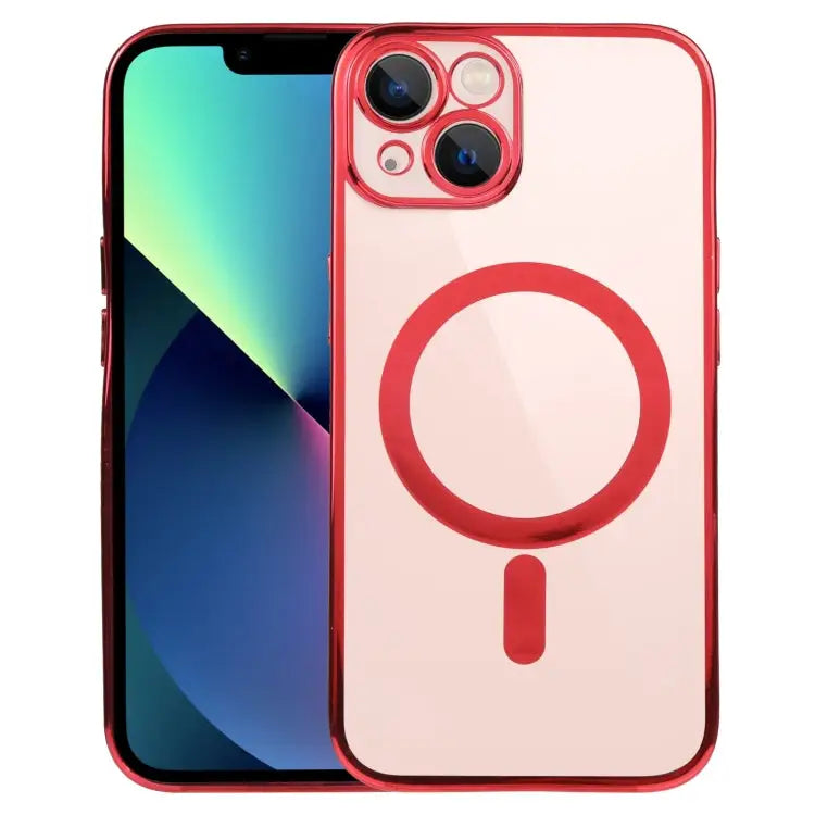 MagSafe Electroplating Straight TPU Phone Case For iPhone 14 For iPhone 14 Plus - For iPhone 14 Plus / Red - Apple