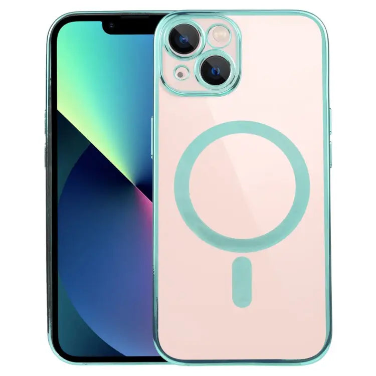 MagSafe Electroplating Straight TPU Phone Case For iPhone 14 For iPhone 14 Plus - For iPhone 14 Plus / Green - Apple